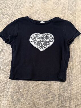 Garage Black Short Sleeve Tee with White Lace Heart